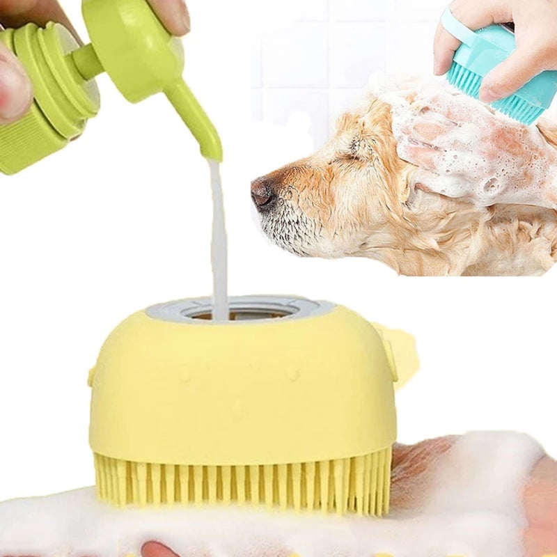 Escova Massageadora de Banho Pet com Dispenser Shampoo - ProRelax©